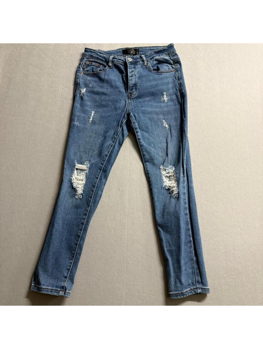 Monkey Ride Jeans Womens 9/29 Blue Distressed Skinny High Rise Denim
